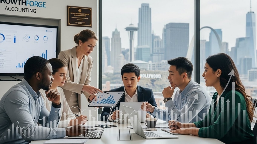 Trusted accountants reviewing financial growth reports