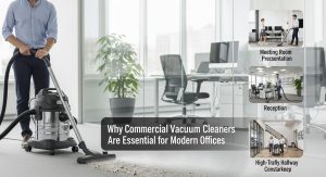 commercial vacuum cleaner cleaning office carpet