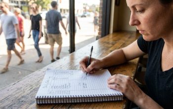 Small business owner analyzing sales data in Austin TX