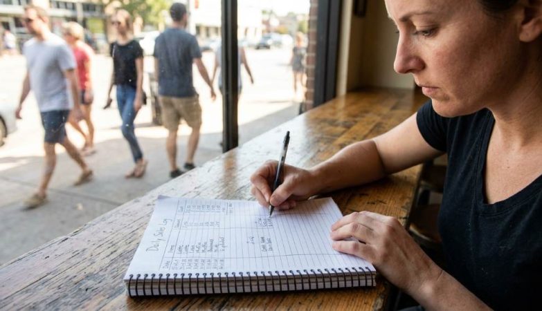 Small business owner analyzing sales data in Austin TX