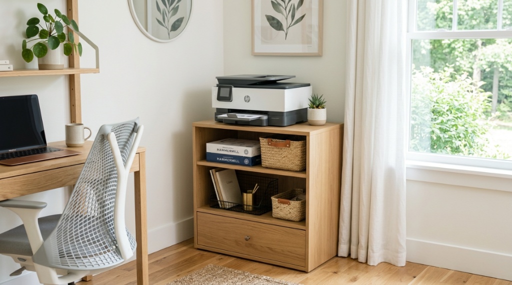 How to Organize Office Supplies with a Printer Stand That Has Storage