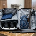 Cutaway view of a gym bag showing separate wet and dry compartments.